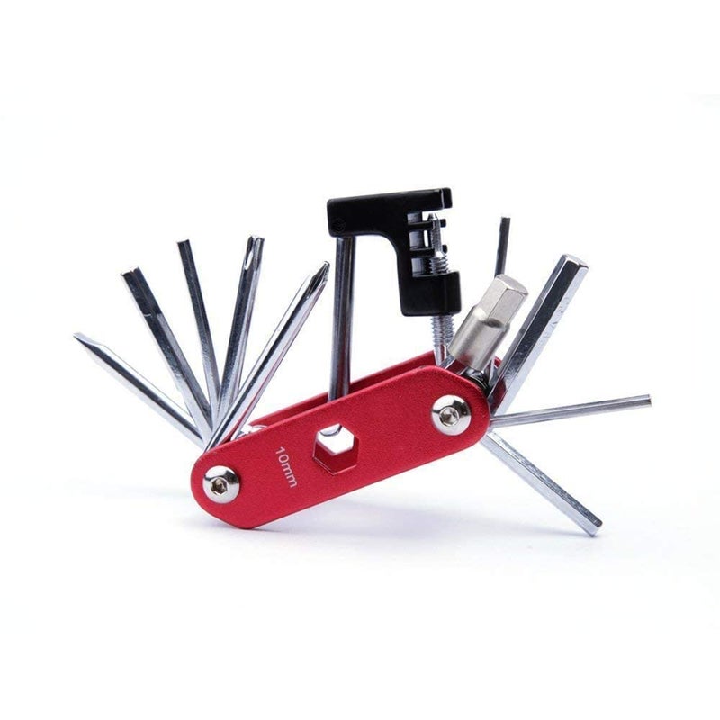 WOTOW Bike Repair Tool Kit & Bike Saddle Bag, 14 in 1 Bike Chain Tool Hex Key Wrench Maintain Accessories Multitool Set with Portable Under Seat Bag for Road Mountain Commuter Bicycle(Red) - Image 5